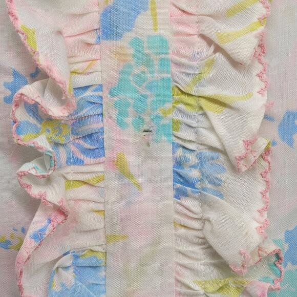 Lougers Vintage Bright Pink Blue‎ Ruffle Front Cottagecore House Dress - Picture 9 of 12